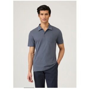 Sunspel Riviera Polo Shirt Slate Blue Cotton Pique Mens M Quiet Luxury Old Money